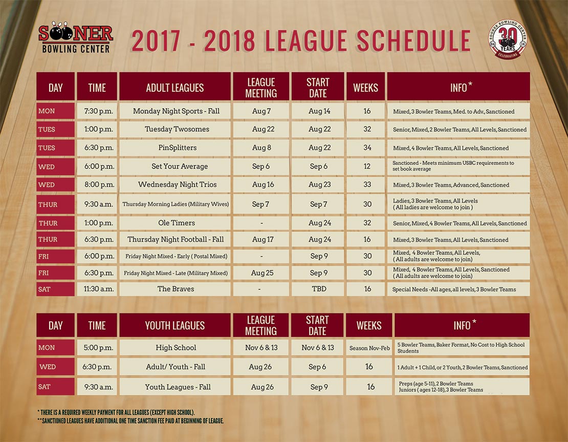 League Schedule - Classic in Black